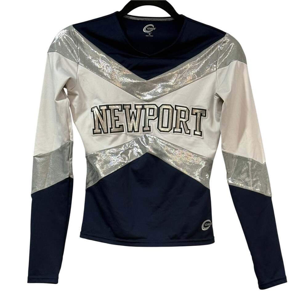 VINTAGE 90s Chasse Cheerleader Costume Women's S Newport Harbor Sailors Top Navy